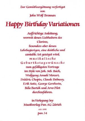 Happy Birthday Variationen, op. 95