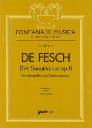 3 Sonaten aus op. 8  für Altblockflöte und B. c.