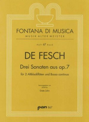 3 Sonaten aus op. 7 für zwei Altblockflöten und Bc.